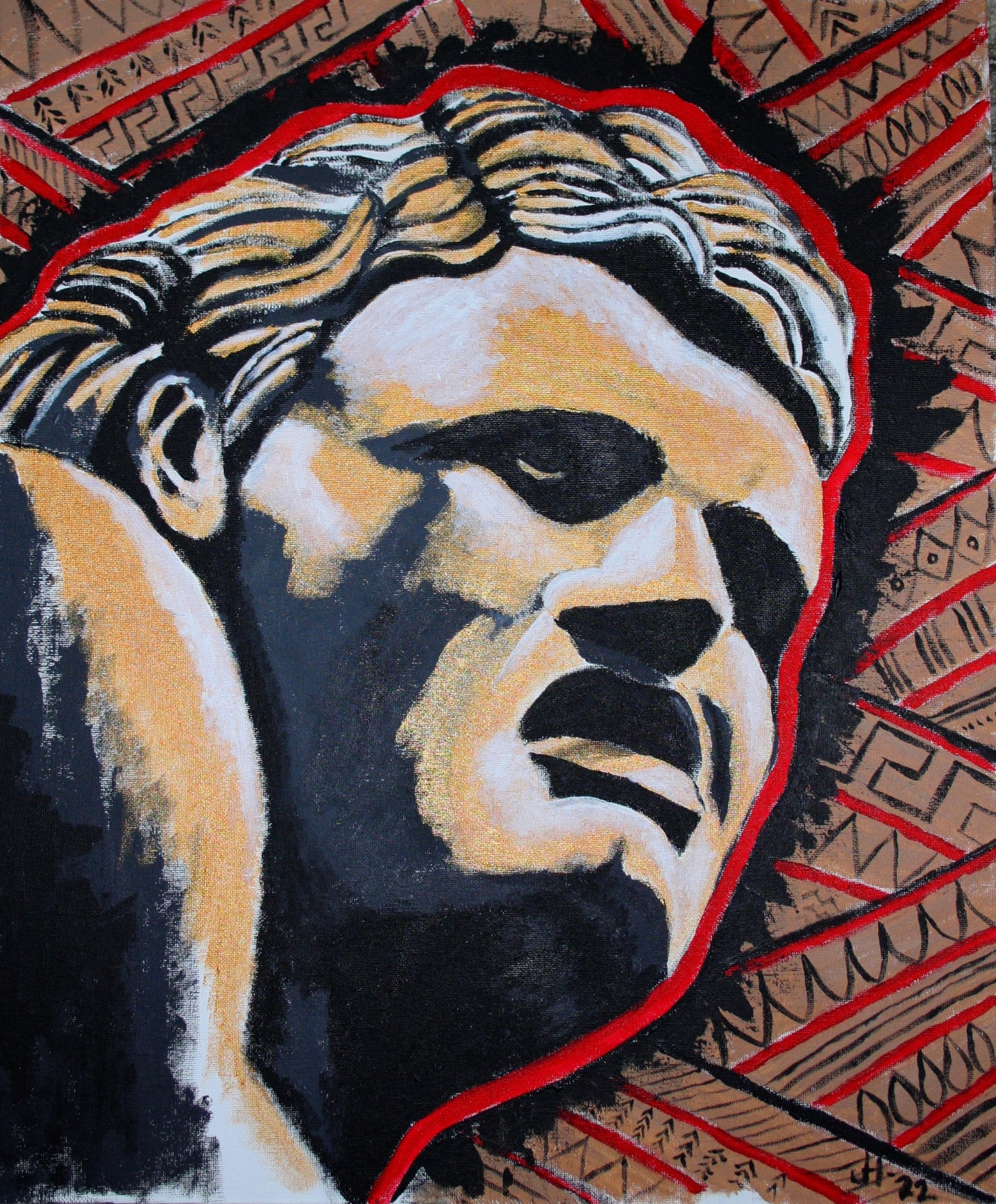 "Kreikkalainen perintö", Akryyli canvakselle, 2022, 55x46, 180€