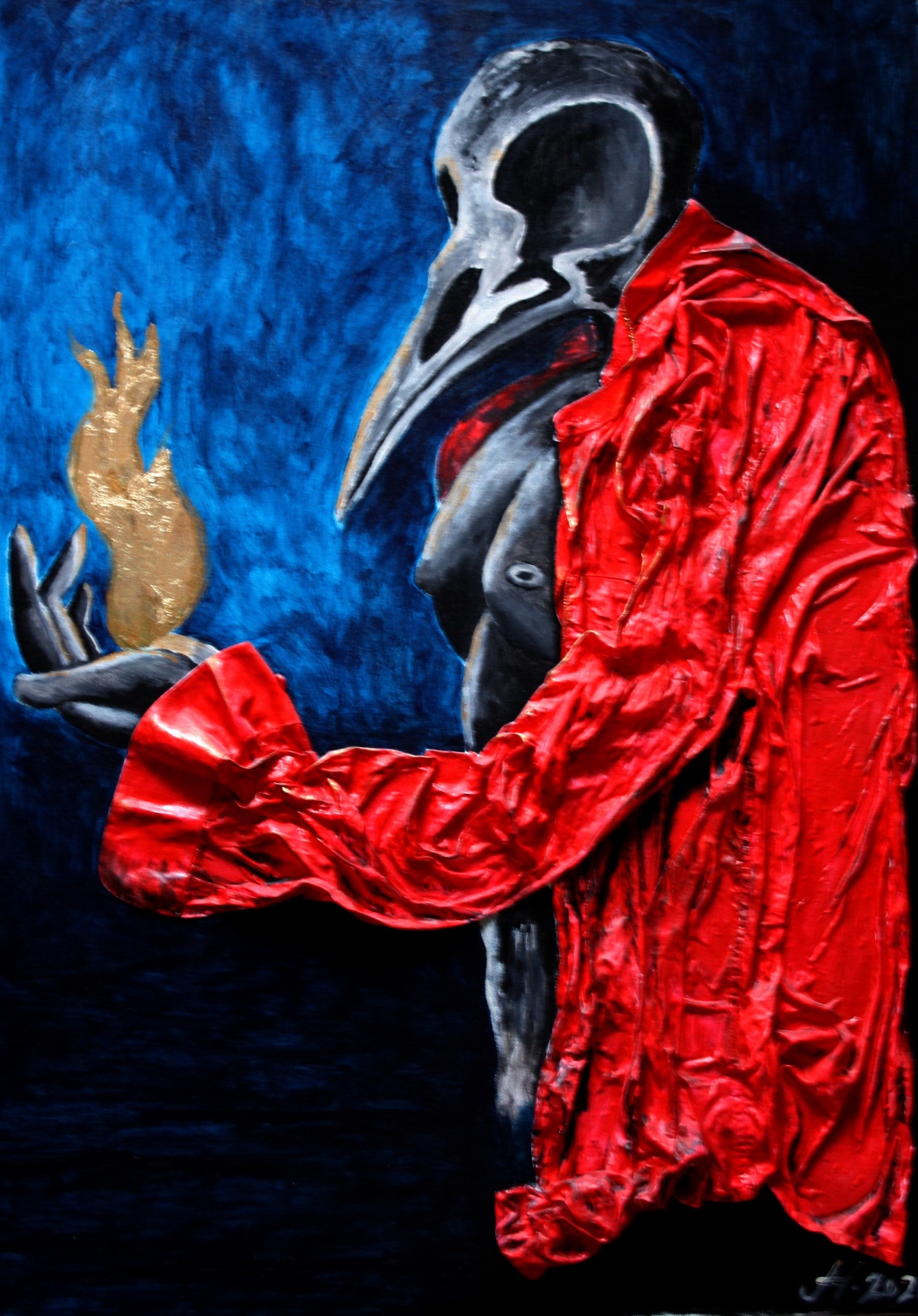 "Eternal light", sekatekniikka kankaalle, 2021, 90x65, 480€